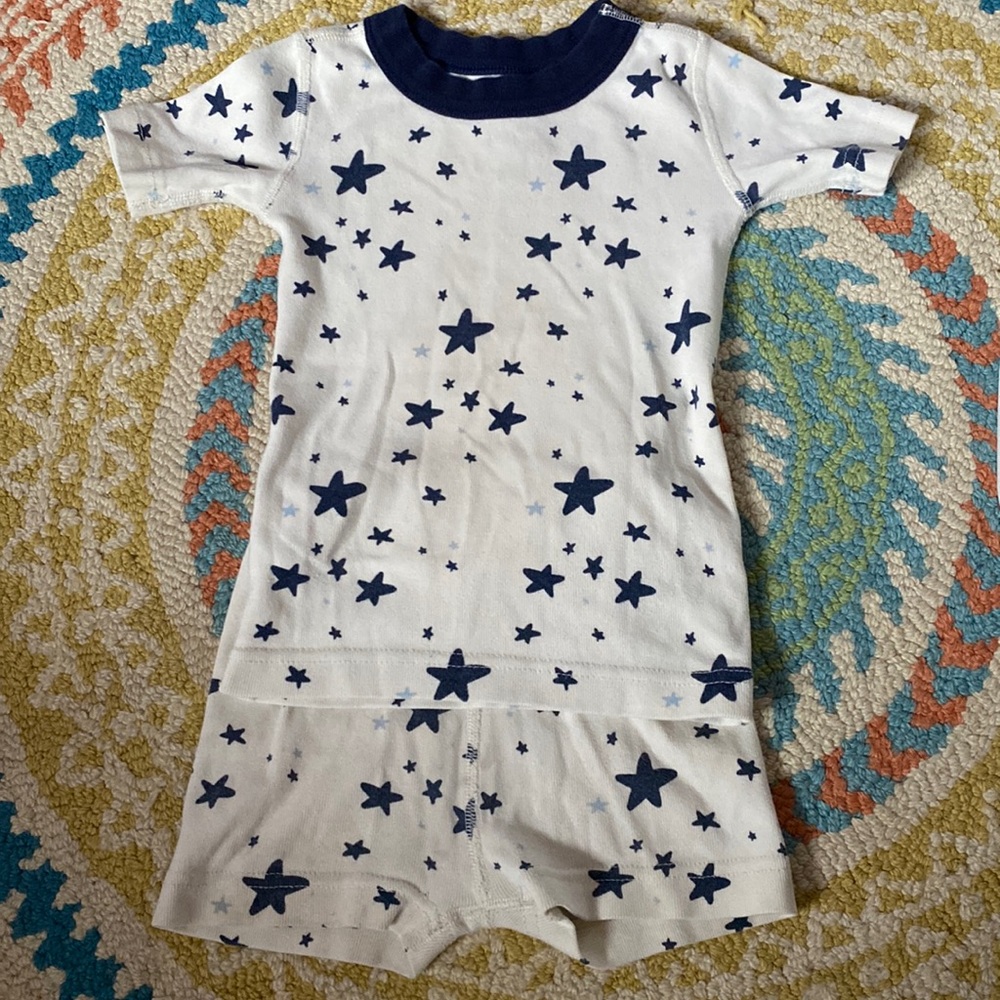 Hanna Andersson White and Blue Star Pajama Set